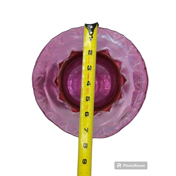 Vintage Mouth Blown Pink Iridescent Bubble Booty Vase by Silvestri - Picture 4 of 7